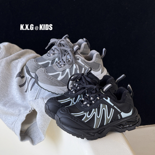 免系鞋带/冬季新款男童女童运动鞋轻便老爹鞋加绒儿童 二棉鞋潮牌