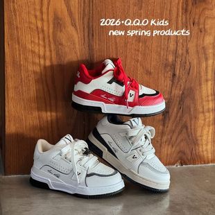 免系鞋带童鞋2026春季儿童板鞋男童百搭小白鞋女童防滑休闲运动鞋