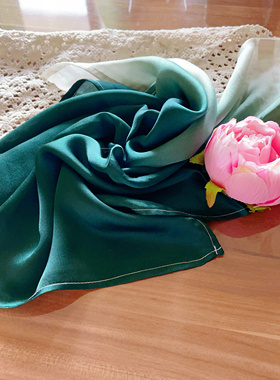 瑕疵特卖 100%真丝手工染色渐变高雅绿 只卖22.99元 丝滑缎面 雅