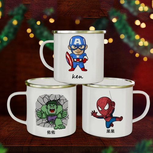 可爱超级英雄儿童搪瓷杯