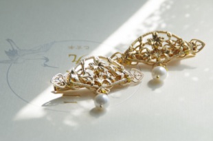 原创设计剑三衍生周边金色扇子发夹吊坠边夹侧夹古风发夹一对