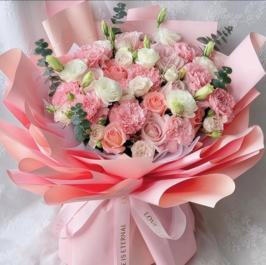 康乃馨玫瑰鲜花速递同城配送女友老婆生日礼物延边延吉是二道白河