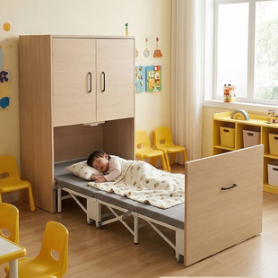 柜内多功能折叠床办公室午休单人金属框架带储物幼儿园午睡收纳床