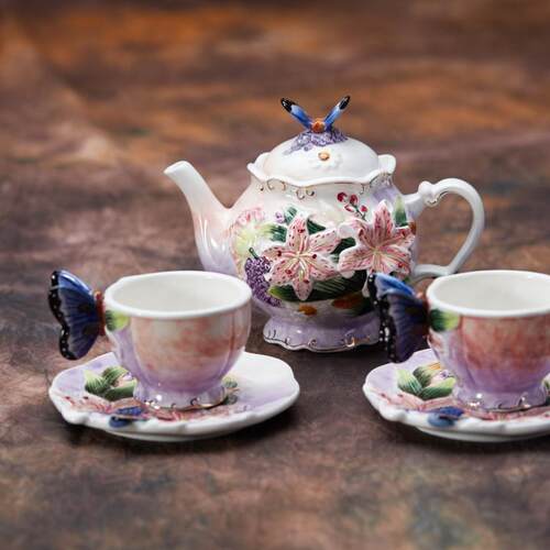 雅致手工茶具立体雕花送新婚乔迁