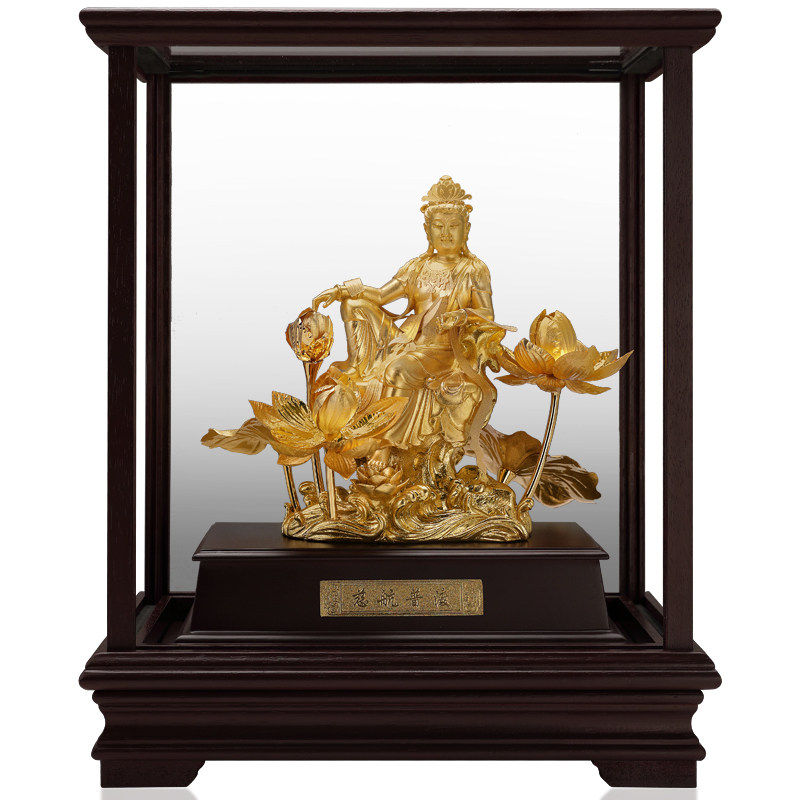 足金金箔慈航普渡观音菩萨佛像供奉摆件居家用佛堂办公室乔迁礼品
