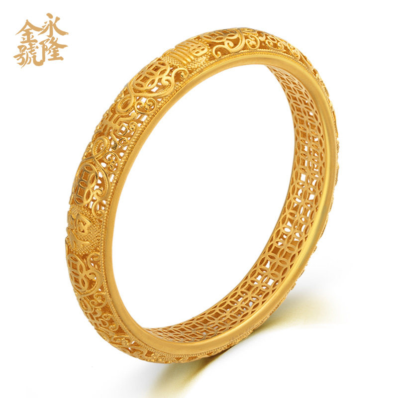 金包银手镯女足金纯金纯银古法宫庭传承黄金花丝福字金镯子
