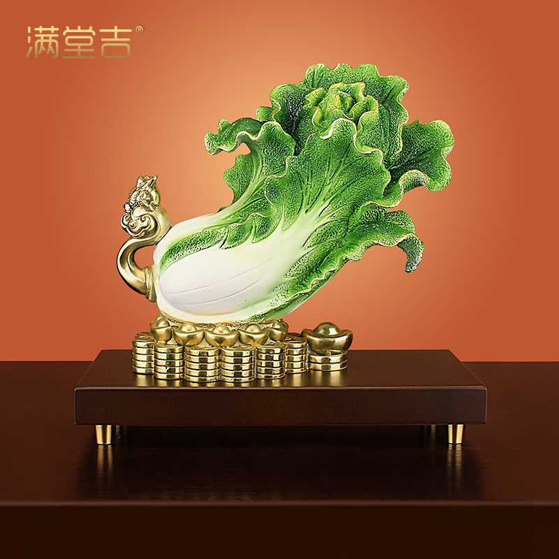百财如意全铜招财金蟾白菜摆件