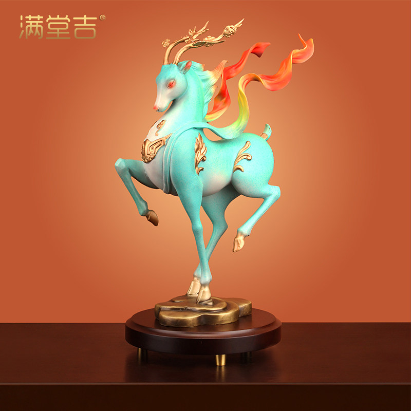 《一鹿发财》全铜鹿摆件一鹿有你梅花鹿福鹿招财客厅乔迁工艺礼品