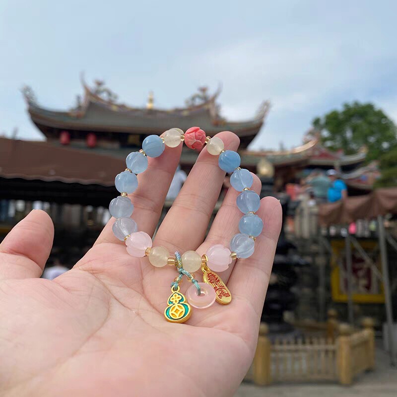 厦门南普陀 好运莲莲蓝色手串生财桃花粉手链已过香火