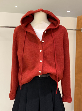 慵懒感百搭不挑人连帽毛衣开衫柔软保暖针织帽衫今年流行漂亮女装