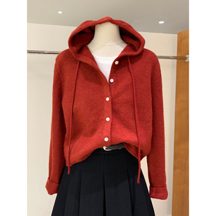 慵懒感百搭不挑人连帽毛衣开衫柔软保暖针织帽衫今年流行漂亮女装