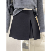 秋冬新款 满分显腿长开衩设计感韩版 百搭裙裤 毛呢半身裙小个子穿搭