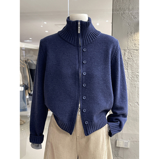 清仓捡漏不TUI不换！通勤百搭韩版双拉链立领毛衣开衫针织衫Q261