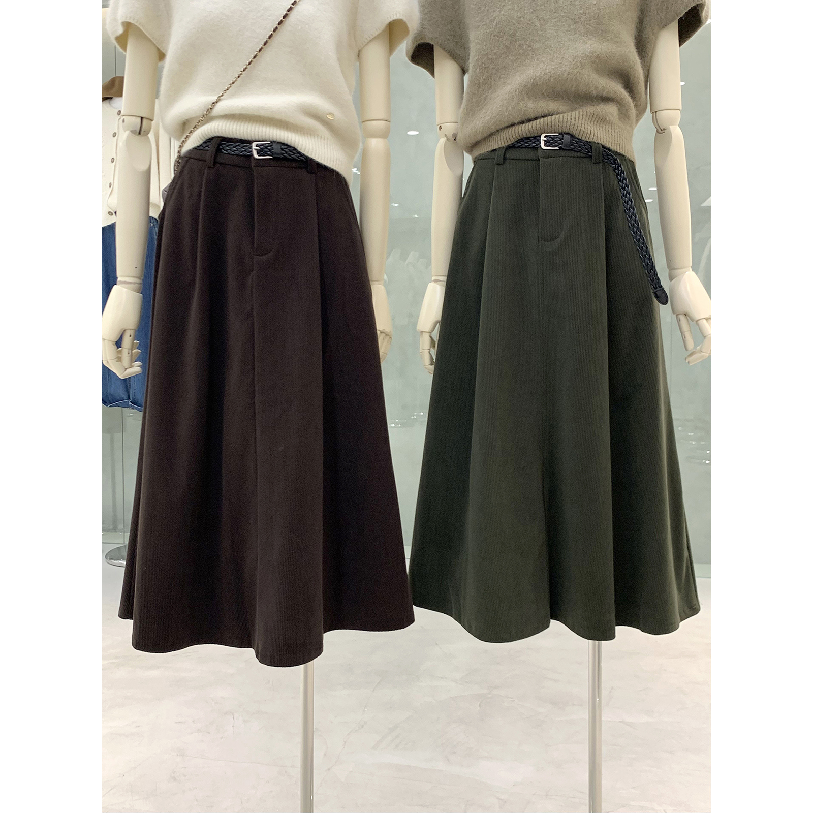 秋冬复古感灯芯绒半身裙慵懒伞裙