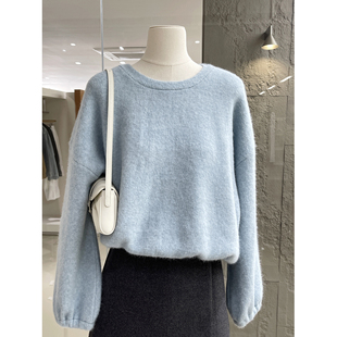 甜美后领系带设计感纯色套头毛衣2026新款独特好看温柔慵懒针织衫