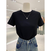 精选 不易变形舒适柔软tee纯色圆领短袖 T恤女显瘦百搭套头上衣