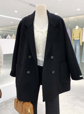 韩版高级感双面羊绒大衣今年流行外套通勤洋气秋冬保暖中长款开衫