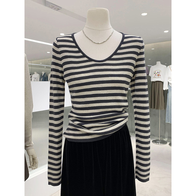 秋冬瘦瘦针织衫~柔软大U领长袖