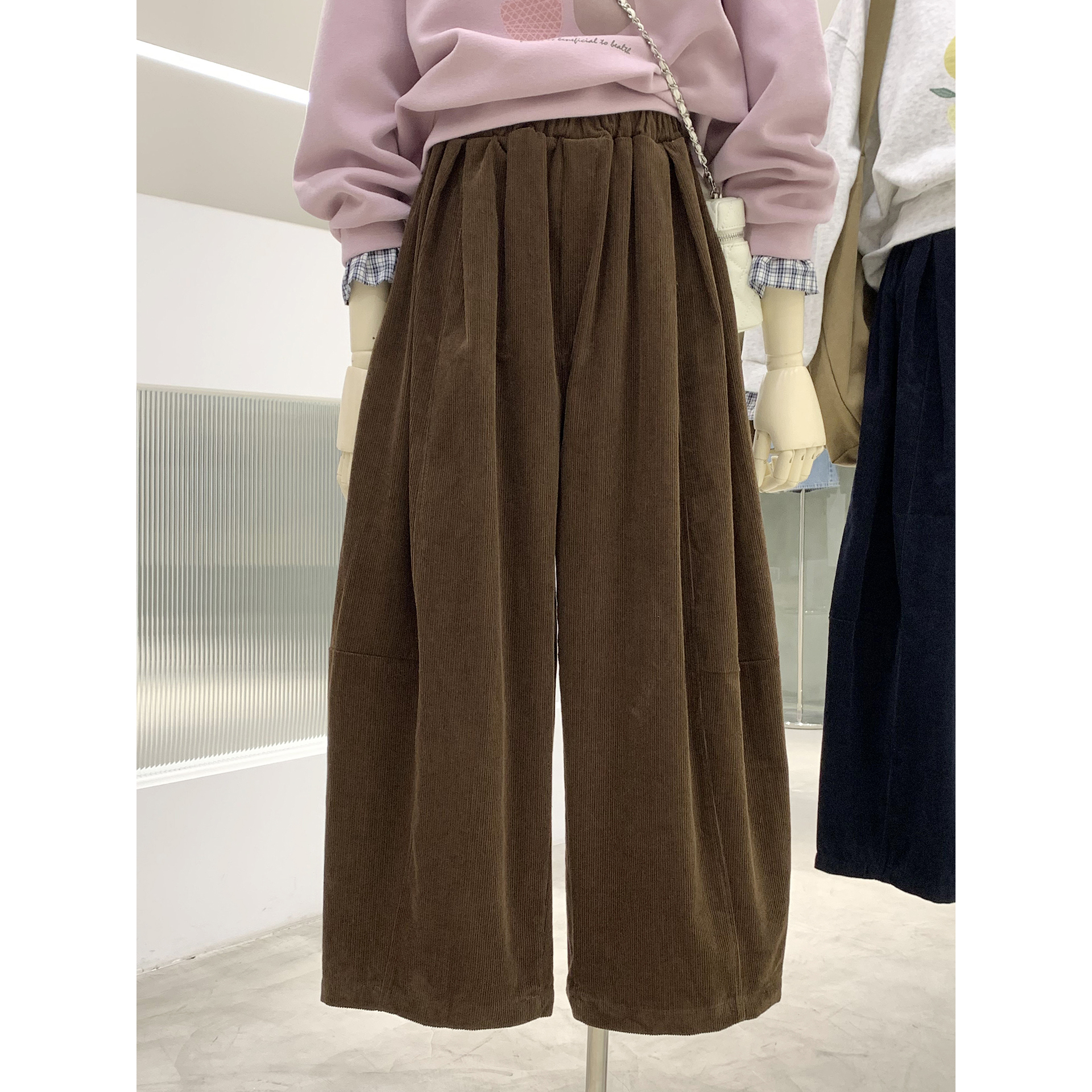 秋季重磅灯芯绒宽松阔腿休闲裤