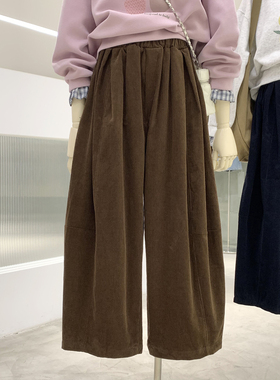 清仓捡漏不TUI不换！灯芯绒宽松阔腿休闲裤文艺风百搭裤子Q261