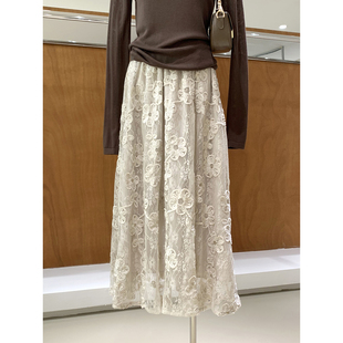 温柔仙气氛围感重工盘花蕾丝半身裙2026春季新款绝美巨好看的纱裙