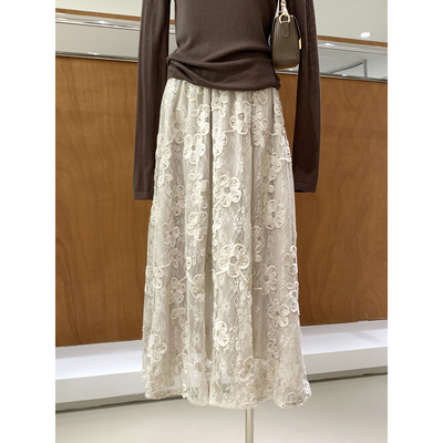 温柔仙气氛围感重工盘花蕾丝半裙