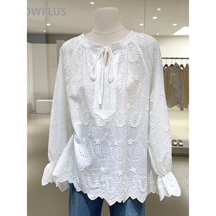 法式宫廷风镂空钩花系带衬衫2026早春新款温柔优雅气质漂亮女人衫