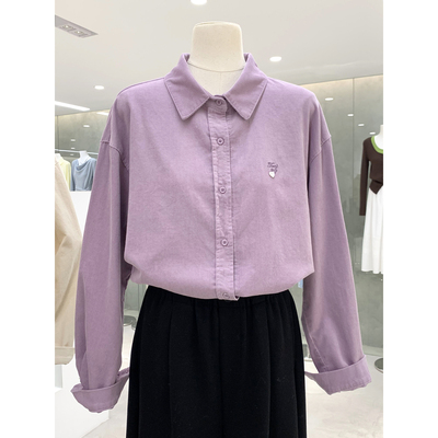 精致小刺绣Polo领灯芯绒衬衫2025