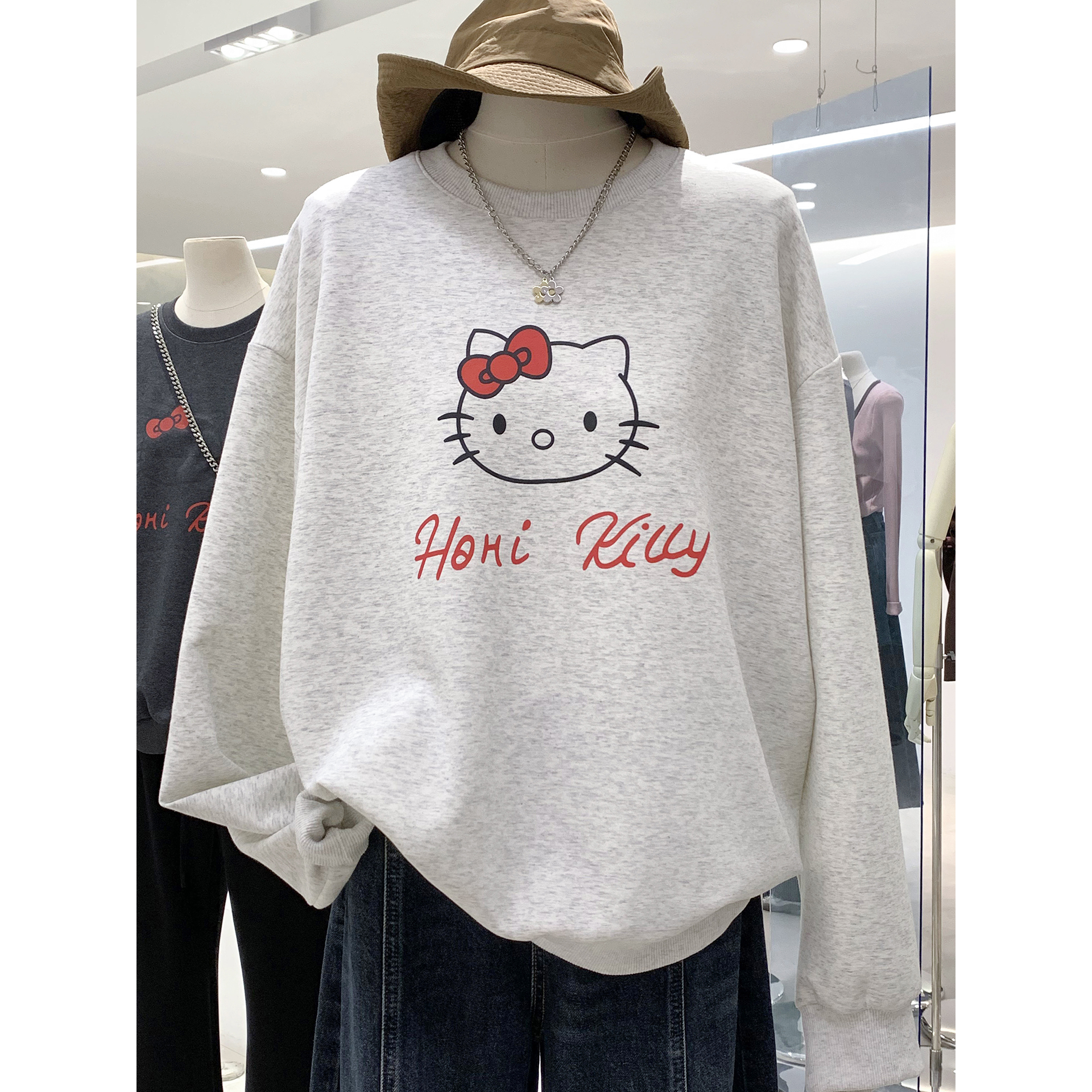 可爱少女感哈喽Kitty印花卫衣女