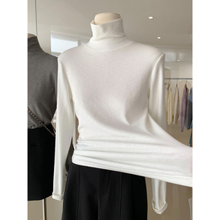 精品雪花细羊绒堆堆高领薄绒打底衫上衣秋冬新款保暖舒适内搭秋衣