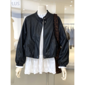 夹克衫 酷帅有型复古立领拉链皮衣外套女2026新款 休闲机车风中短款