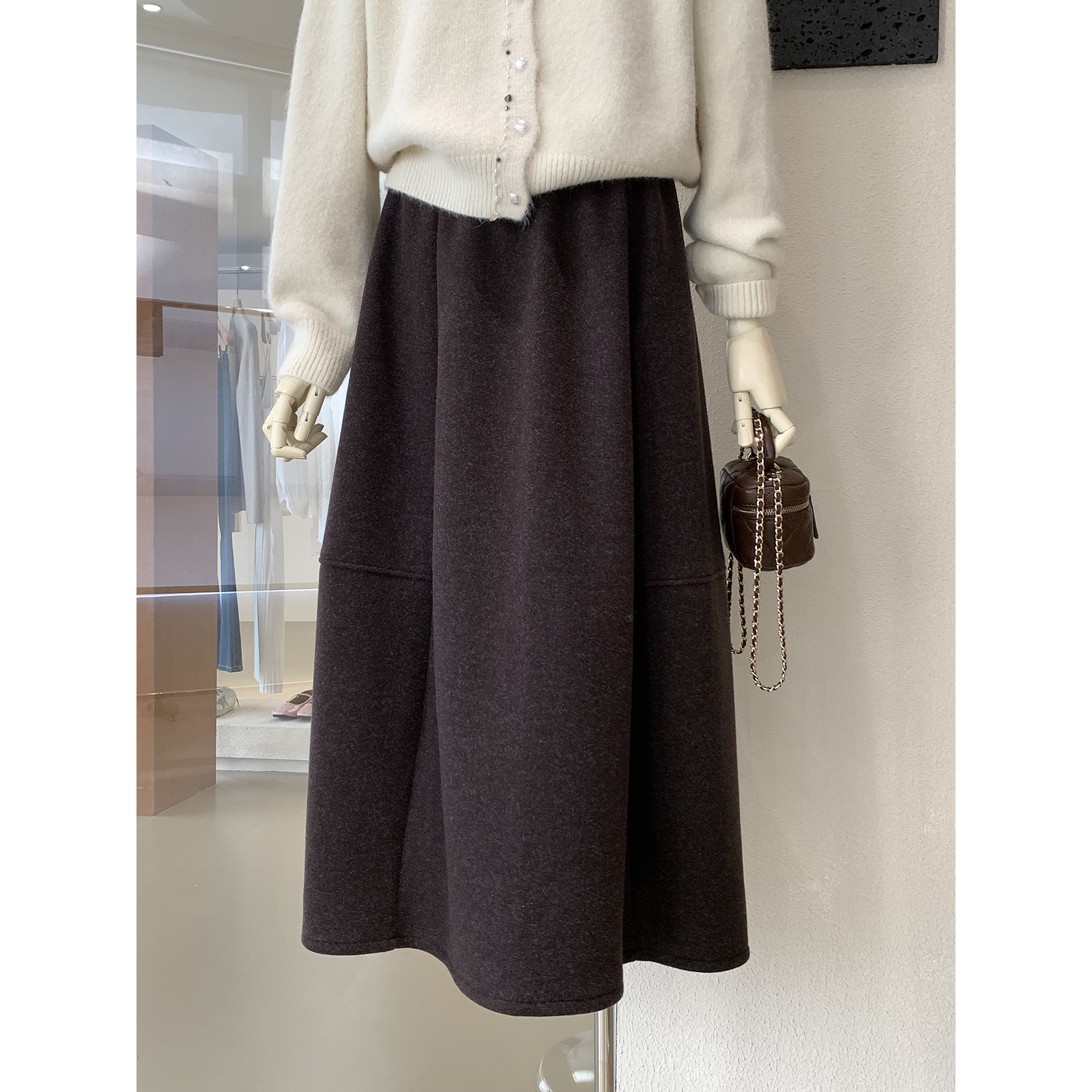 醋酸刺毛羊绒复合加厚baby绒裙子