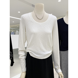 精品雪花细羊绒纯色基础款圆领长袖上衣秋季新款舒适柔软内搭秋衣