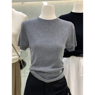2025早秋新款 女装 日常单穿打底上衣 针织衫 舒适百搭纯色圆领短袖