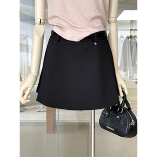 2026新款 力荐韩版 女装 裙裤 遮胯显瘦半身裙短裙配腰带 高腰A字西装