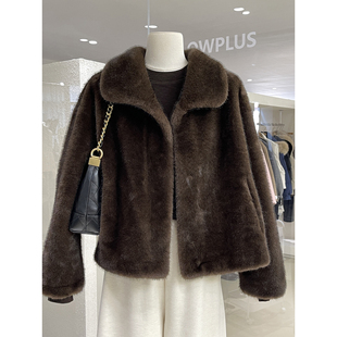 环保金貂绒时尚 上衣女 贵气感皮毛一体外套立领厚实保暖小个子冬季