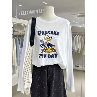 宽松显瘦防晒罩衫 新款 女 T恤2026春季 可爱唐老鸭吸湿透气圆领长袖