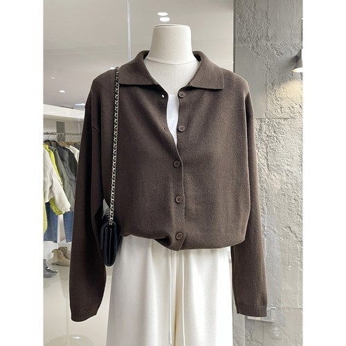 ins博主感假两件撞色薄绒针织衫