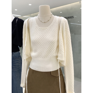 漂亮氛围感穿搭 两件套上衣秋季 甜美淑女风毛衣针织背心 披肩开衫