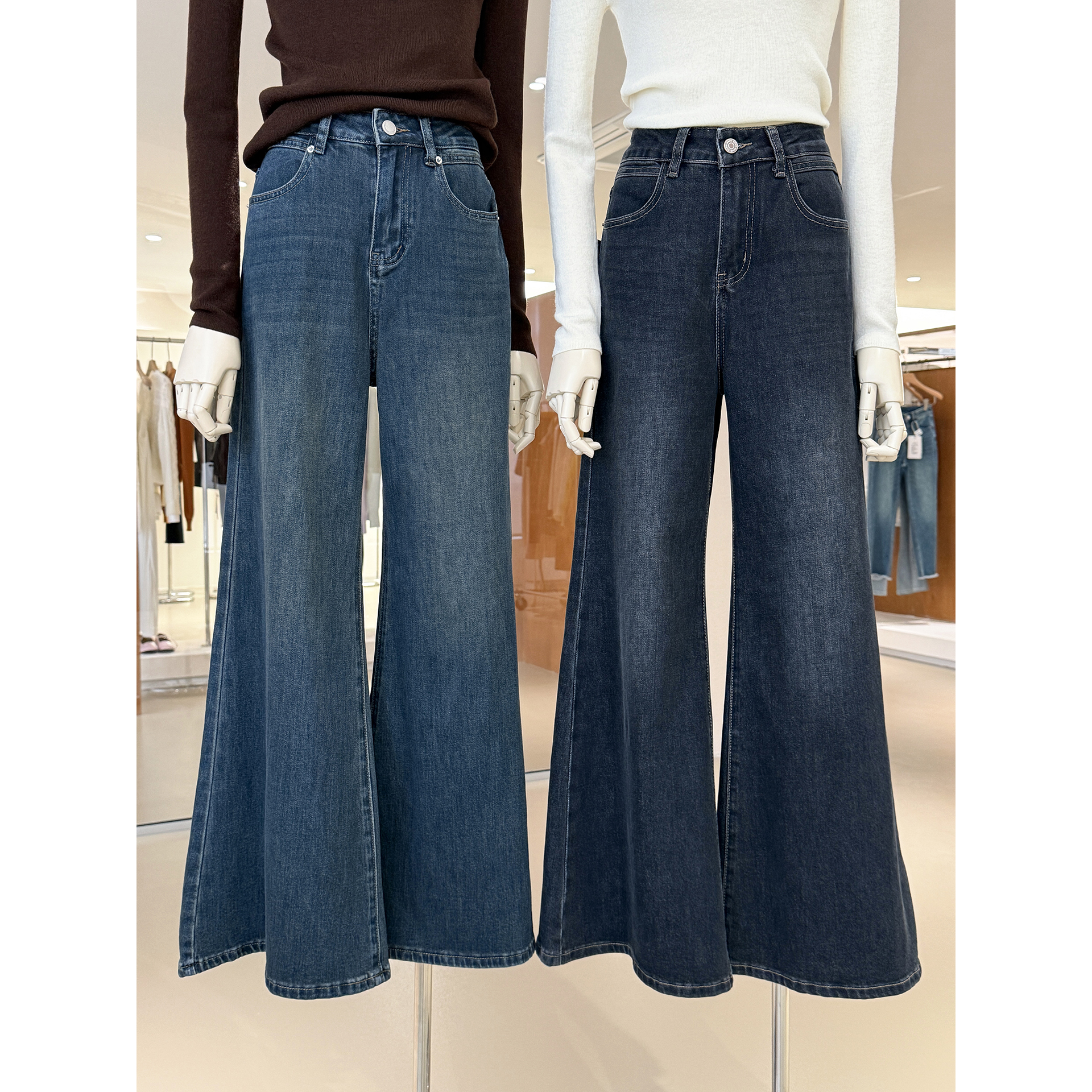 显高神裤！高腰不贴腿筒喇牛仔裤