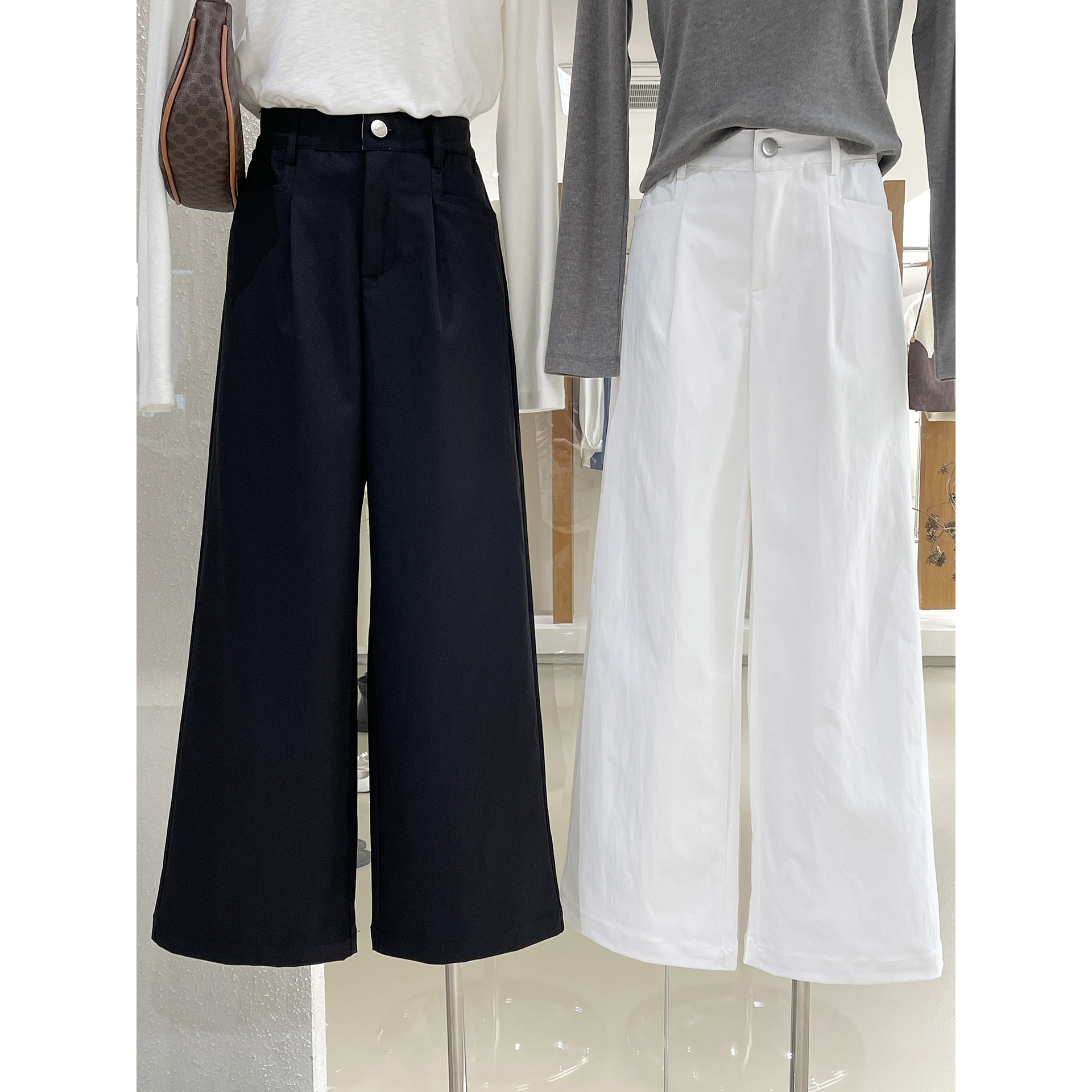 舒柔面料老钱风西装松紧腰口直筒休闲裤2025春季薄款通勤百搭裤子,女装/女士精品,休闲裤,淘宝优惠券,粉丝福利购,淘宝优惠卷