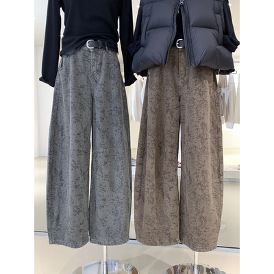 美式复古街头感提花设计牛仔裤