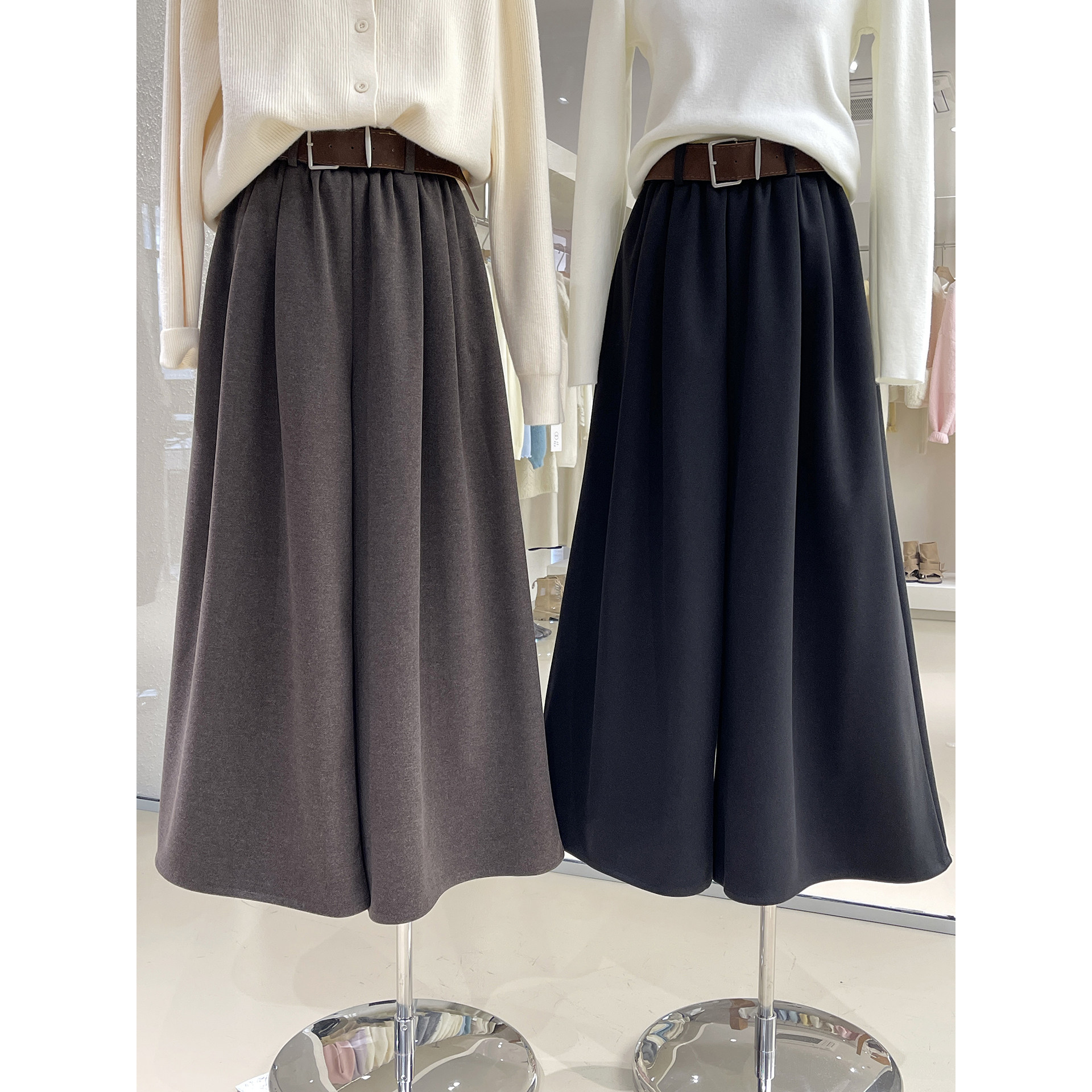 梨形挚爱！柔软磨毛呢料宽松大阔腿休闲裤秋冬款九分肥肥裤配腰带,女装/女士精品,休闲裤,淘宝优惠券,粉丝福利购,淘宝优惠卷