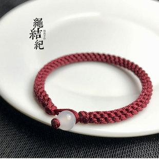 手工定制金刚结圆满结红绳玉珠手链五彩绳情侣男女红手绳6mm粗