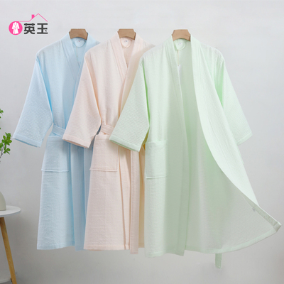 英玉全棉纱布浴袍高支纱超柔舒适