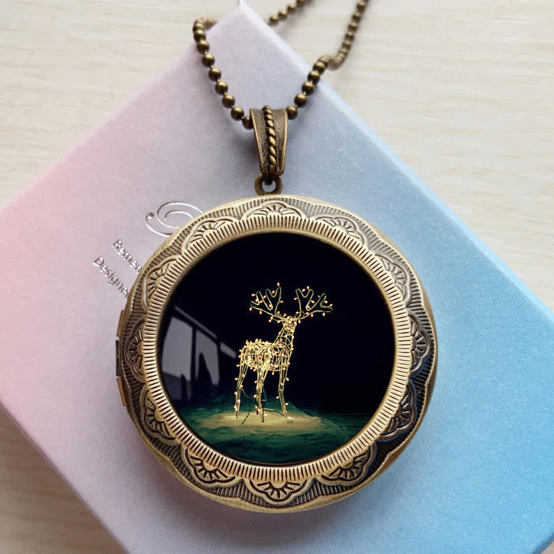 复古铜相片盒项链DIY创意定做送朋友闺蜜生日放个人照片定制礼物