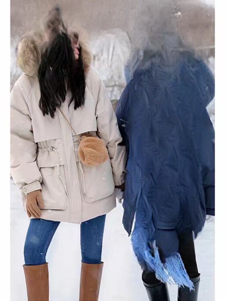 NOHASHTAG 2025冬新款大毛领连帽风衣式羽绒服外套女