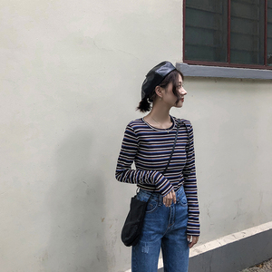EKOOL简约条纹宽松显瘦打底衫