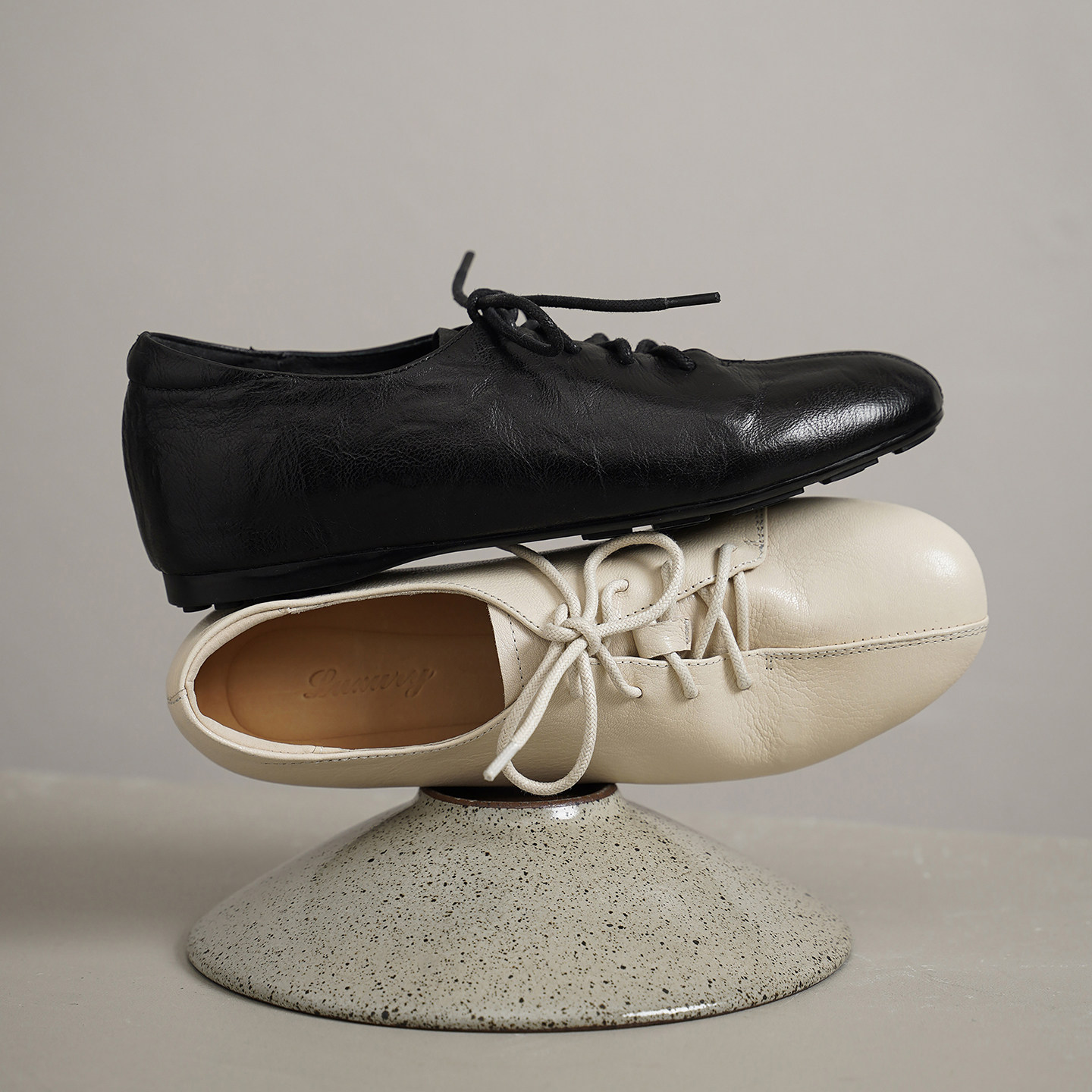 羊皮3cm内增高~英伦风系带深口单鞋女圆头平底百搭小皮鞋新款女鞋