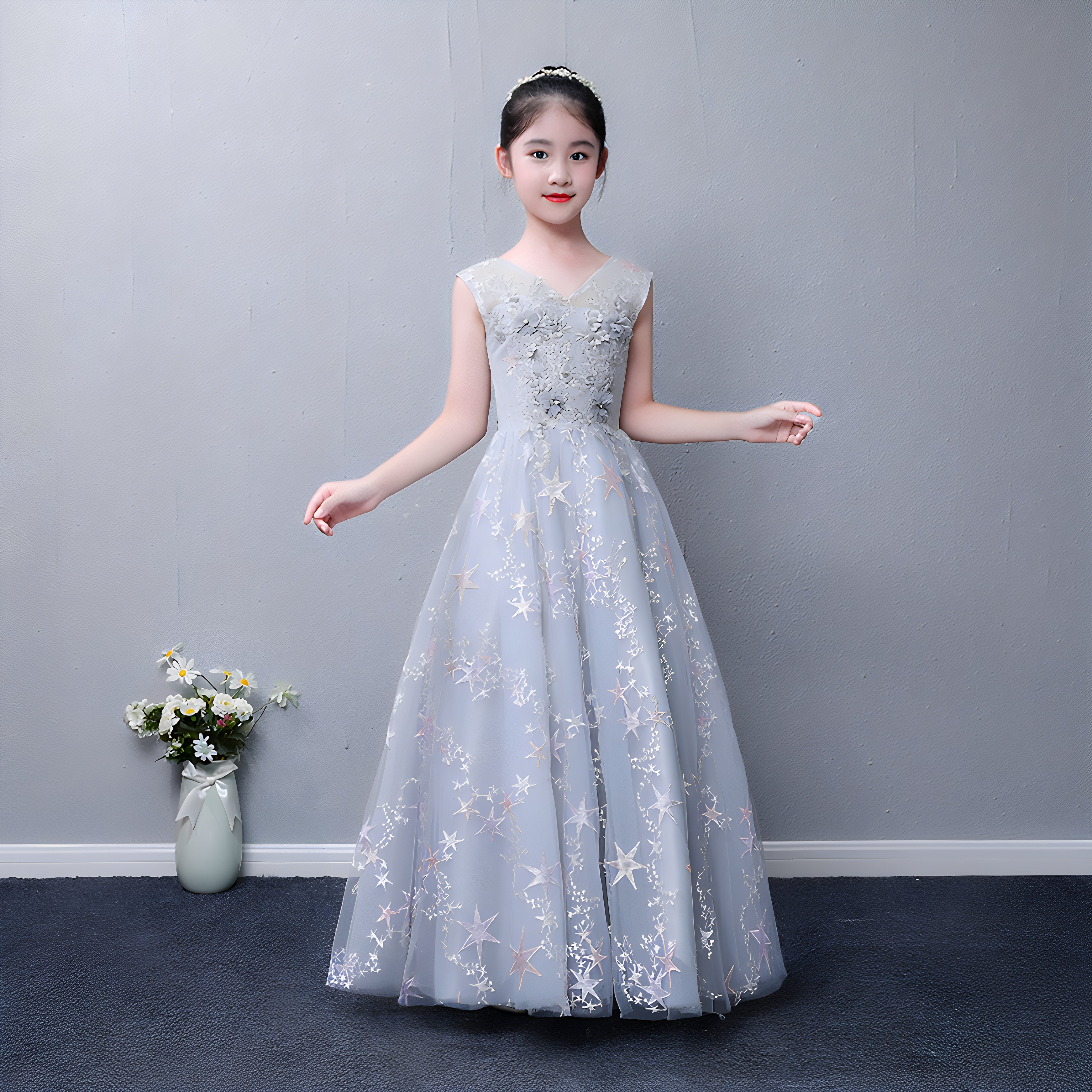 古筝小提琴女大童晚礼服古筝钢琴